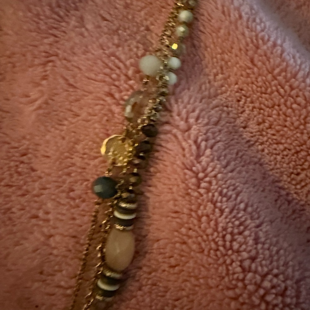 Elegant Gold and White Beaded Necklace